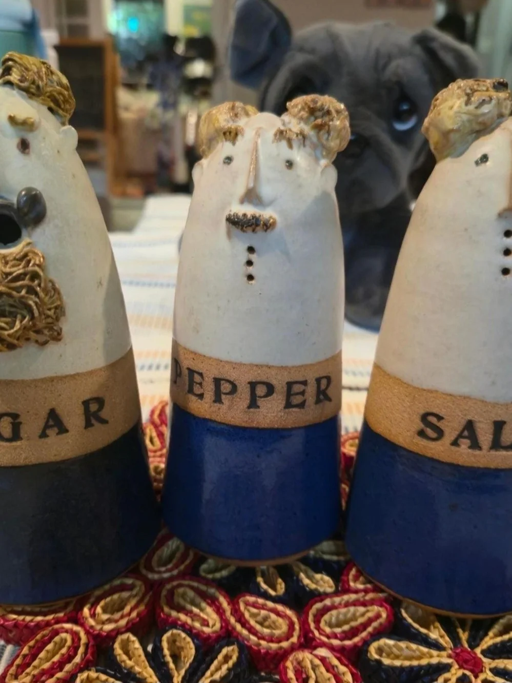 Vintage, Endleman,Ceramic Pepper Shaker - Blue & Cream Novelty